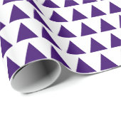 Papier Cadeau Triangles - Violet profond sur blanc (Coin rond)