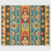 Papier Cadeau Tribal Aztèque Vibrant géométrique (Plat)