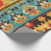 Papier Cadeau Tribal Aztèque Vibrant géométrique (Coin)