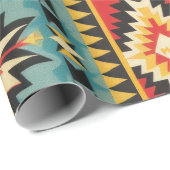 Papier Cadeau Tribal Aztèque Vibrant géométrique (Coin rond)