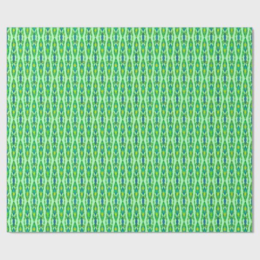 Papier Cadeau Tribal Batik - Mint, Emerald Green et Blue (Plat)