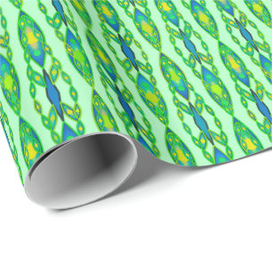Papier Cadeau Tribal Batik - Mint, Emerald Green et Blue