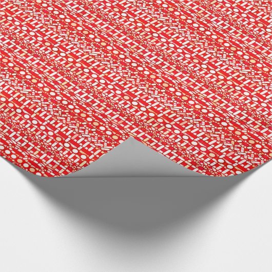 Papier Cadeau Tribal Batik - Rouge profond, marron et blanc (Coin)