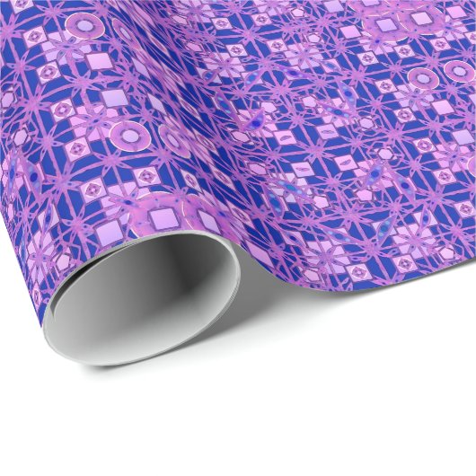 Papier Cadeau Tribal Batik - tons violets (Coin rond)