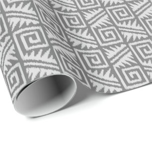 Papier Cadeau Tribal d'Ikat Aztec - Nuances de gris / gris