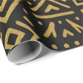 Papier Cadeau Tribal Gold Geometric (Coin rond)