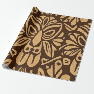 Papier Cadeau Tribal-Inspired Tiki Brown Pattern with Island Vib