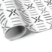 Papier Cadeau Tribal Moderne Deux Tons Xline Boue Tissu (Coin rond)