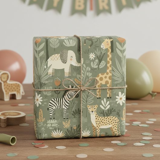 Papier Cadeau Tribal Safari Jungle ID1260