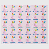 Papier Cadeau Triceratops mignon Dino de bébé de rose de fille (Plat)