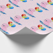 Papier Cadeau Triceratops mignon Dino de bébé de rose de fille (Coin)