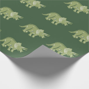Papier Cadeau Triceratops Pattern Dark Green Wrapping Paper