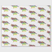 Papier Cadeau Tricératops Xmas Dinosaur Père Noël (Plat)