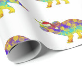 Papier Cadeau Tricératops Xmas Dinosaur Père Noël (Coin rond)