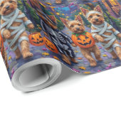 Papier Cadeau Trick ou traitement de Terrier australien à Hallow (Coin rond)