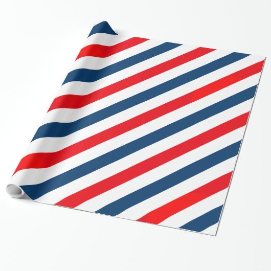 Papier Cadeau Tricolor Diagonal Lines (bleu, blanc, rouge) (Déroulé)