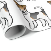 Papier Cadeau Tricolore fil Fox Terrier mignon chien Motif (Coin rond)