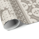Papier Cadeau tricot à soie crème et brune (Coin rond)