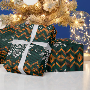 Papier Cadeau tricot de Noël rétro Sweater Holiday Cadeau
