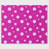 Papier Cadeau Tricot rose blanc fils et aiguilles (Plat)