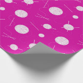 Papier Cadeau Tricot rose blanc fils et aiguilles (Coin)