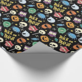 Papier Cadeau Tricoter Ou Traiter Les Amis D'Halloween (Coin)