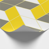 Papier Cadeau Trident cubique isométrique gris et jaune sans joi (Coin)