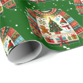 Papier Cadeau Trio d'arbre de Noël mignon Doux (Coin rond)