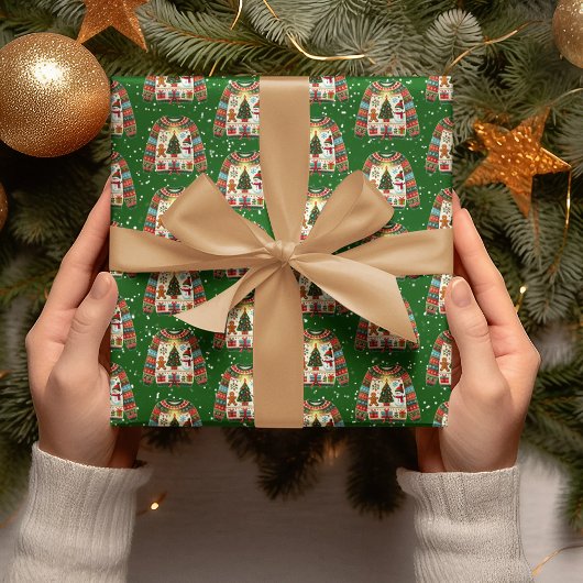 Papier Cadeau Trio d'arbre de Noël mignon Doux