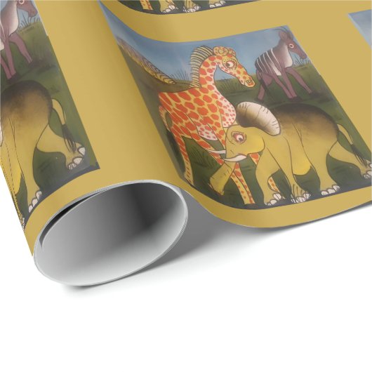 Papier Cadeau Trio d'art africain (Coin rond)