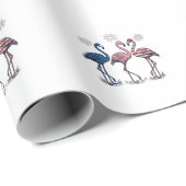 Papier Cadeau Trio de flamants patriotiques dessin de gravure vi (Coin rond)