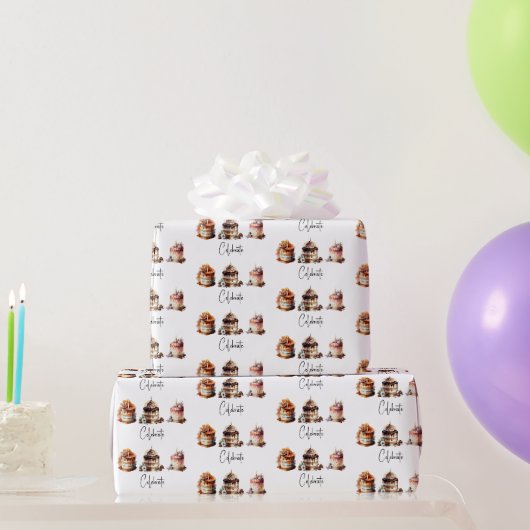 Papier Cadeau Trio de gâteaux de célébration (Cadeaux de fête)