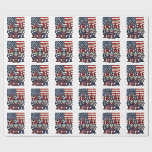 Papier Cadeau Trio de gnomes patriotiques USA Design vectoriel v