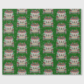 Papier Cadeau Trio de rennes de Noël mignon et moche (Plat)