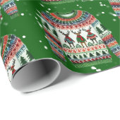 Papier Cadeau Trio de rennes de Noël mignon et moche (Coin rond)