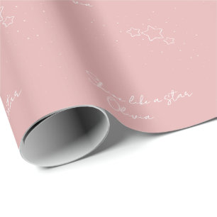 Papier Cadeau Trio d'étoiles en rose et blanc avec message et no