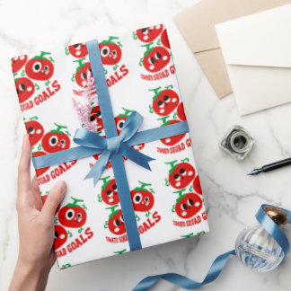 Papier Cadeau Trio ludique dessiné à la main de visages de tomat