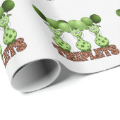 Papier Cadeau Triplets de girafes vertes non spécifiques au genr (Coin rond)