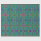 Papier Cadeau Trippy Chartreuse et Blue Retro Liquid Swirl (Plat)