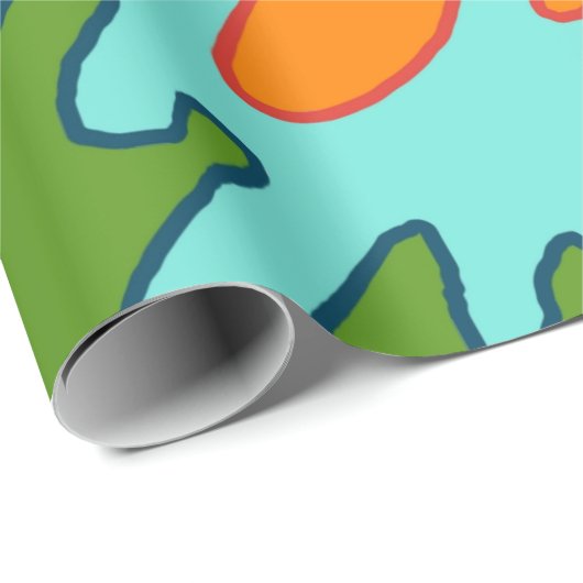 Papier Cadeau Trippy Green Orange Liquid Dripe Motif Y2K (Coin rond)