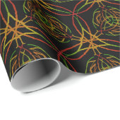 Papier Cadeau Triskelion celtique Triskele Noir rouge jaune vert (Coin rond)