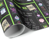 Papier Cadeau Trivia de l'année d'anniversaire 1964 (Coin rond)