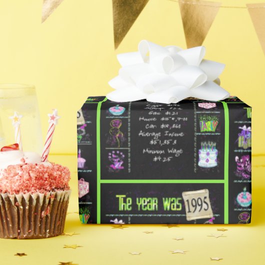 Papier Cadeau Trivia de l'année d'anniversaire 1995 (Fête d'anniversaire)