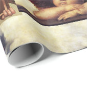 PAPIER CADEAU TROIS ANGELS EN NOËL BLEU JOY PAIX LOVE (Coin rond)