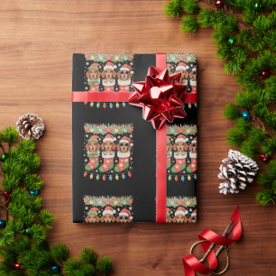 Papier Cadeau Trois chaussettes de Noël drôles de luttins du Pèr