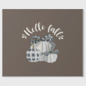 Papier Cadeau Trois Citrouilles Bonjour Automne (Plat)