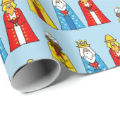 Papier Cadeau Trois hommes sages en bleu clair (Coin rond)