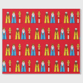 Papier Cadeau Trois hommes sages en rouge (Plat)