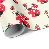 Papier Cadeau Trois Ladybugs Design Wrapper Paper Roll (Coin rond)
