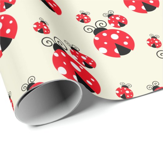 Papier Cadeau Trois Ladybugs Design Wrapper Paper Roll (Coin rond)